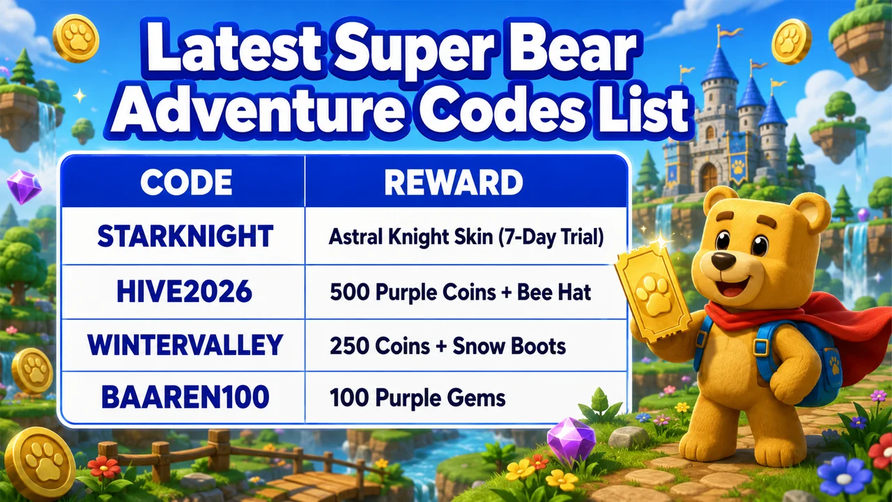 Latest Super Bear Adventure Codes List