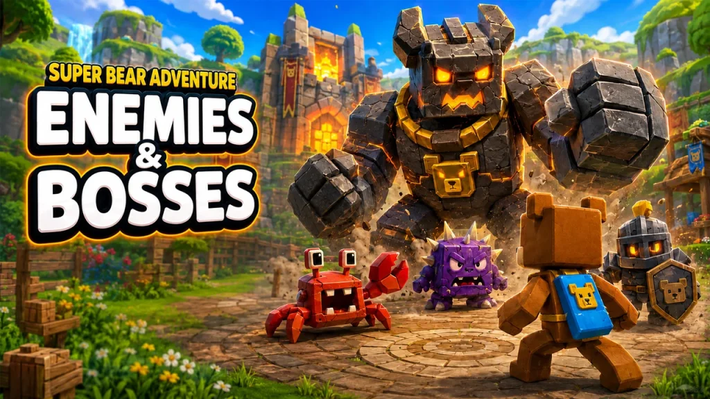 Super Bear Adventure Enemies and Bosses