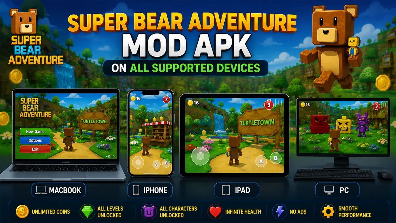Super Bear Adventure MOD APK on All Supported Devices