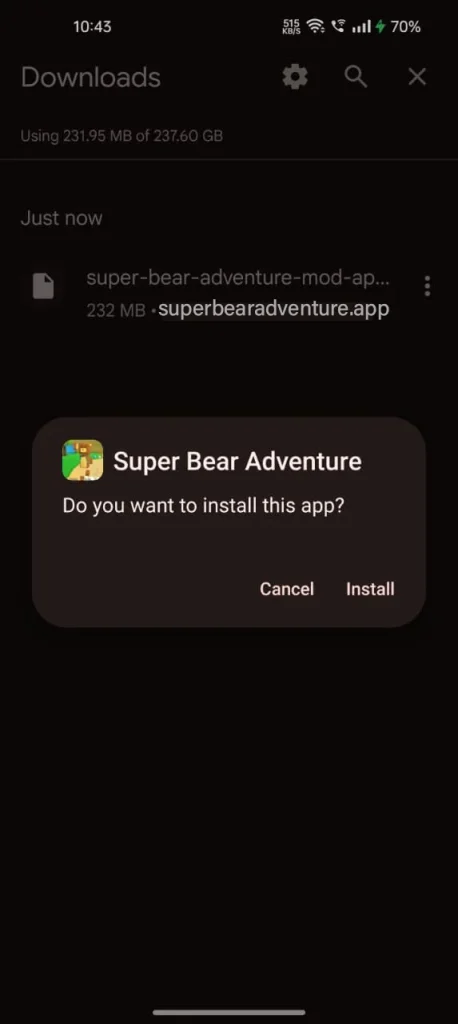 Tap the file and select Install